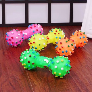 寵物發聲玩具 狗狗磨牙發聲啃咬玩具 搪膠發聲小刺啞鈴狗玩具 寵物玩具 狗狗骨頭磨牙潔齒訓犬玩具