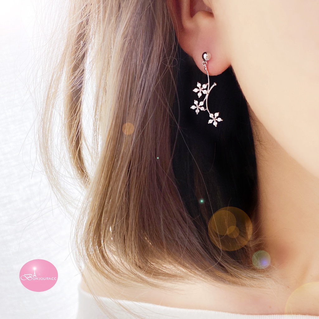 韓國 小浪漫小小花朵 耳環 夾式 針式 925銀針 台灣現貨 【Bonjouracc】