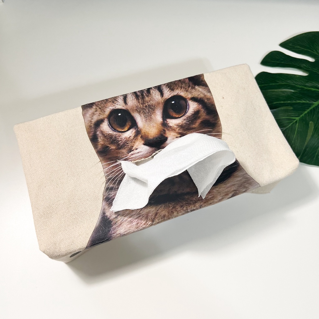 虎斑貓咬面紙 面紙套 衛生紙套 貓咪