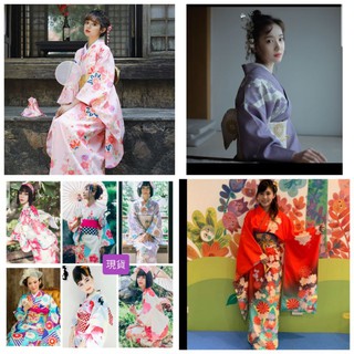 售 臺灣現貨 女 振袖 和服 女 浴衣 日本 和服 寫真 表演服 日本 角色扮演 cos 二指襪 木屐 女和服 髮飾
