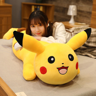 皮卡丘公仔毛絨玩具抱枕女孩睡娃娃可愛公仔長抱枕生日禮物家居抱枕/Bantal沙發/客廳抱枕頭等艙棉填充內墊方形家用抱枕B