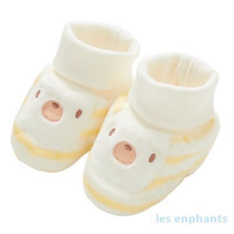 麗嬰房 新生兒 條紋熊熊腳套 鞋襪 (0-6m) (全新)