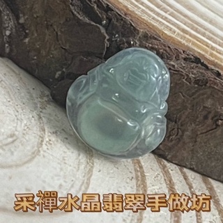 採禪水晶翡翠客製化手作坊-天然翡翠A貨- A514-彌勒佛/佛公（吊墜孔）10.9*10.3*3.5mm /緬甸翡翠/