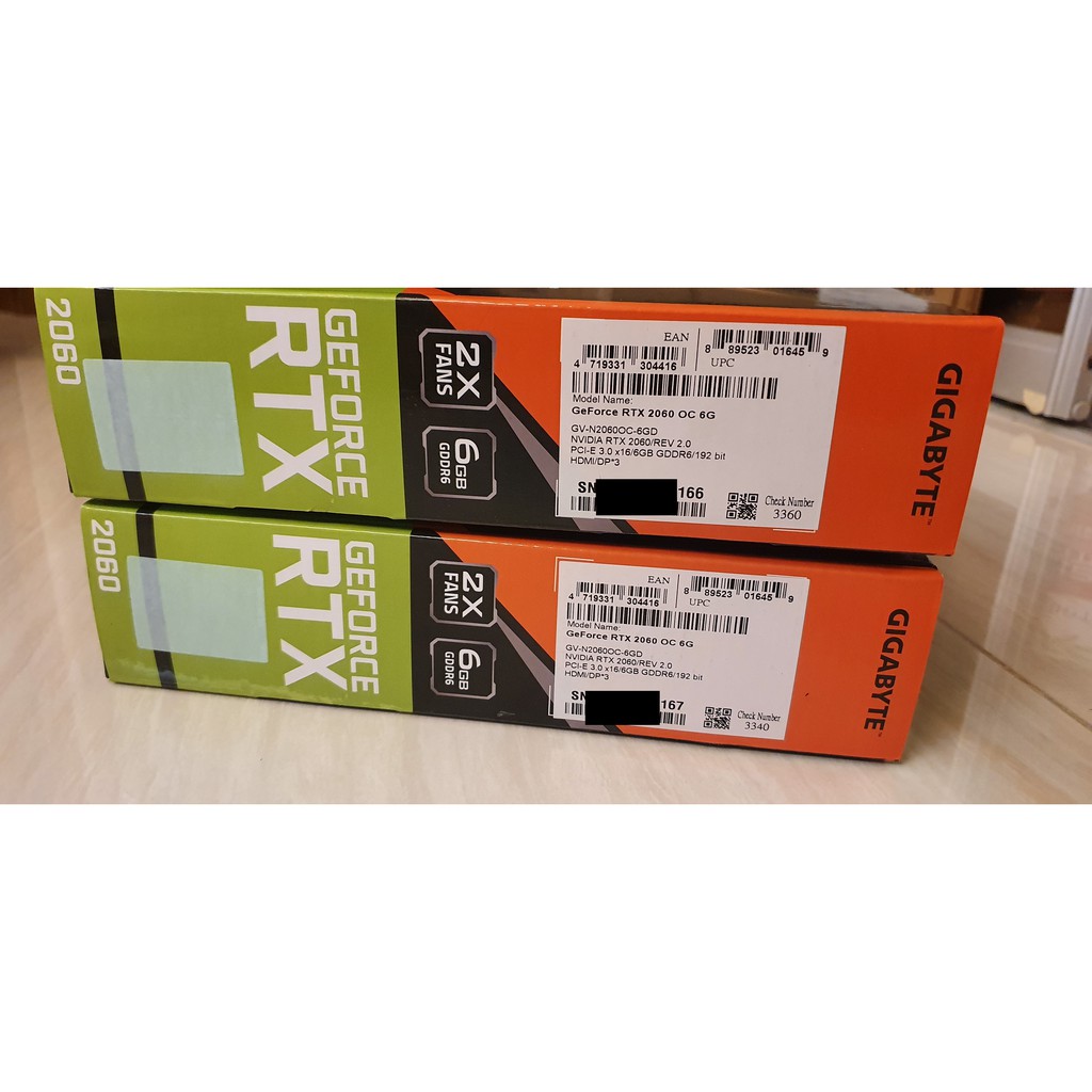 技嘉 GeForce RTX 2060 OC 6G "兩張連號一起賣""免運"