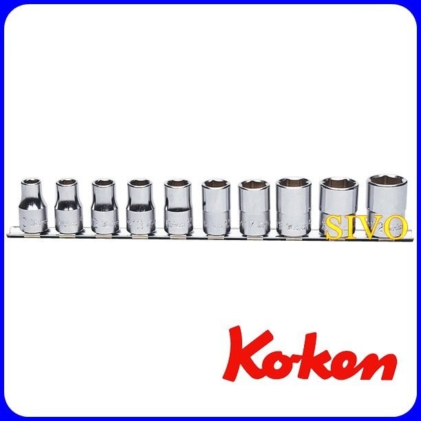日本 Koken RS4400M/10件組(6角) 1/2"/4分 公制 套筒組