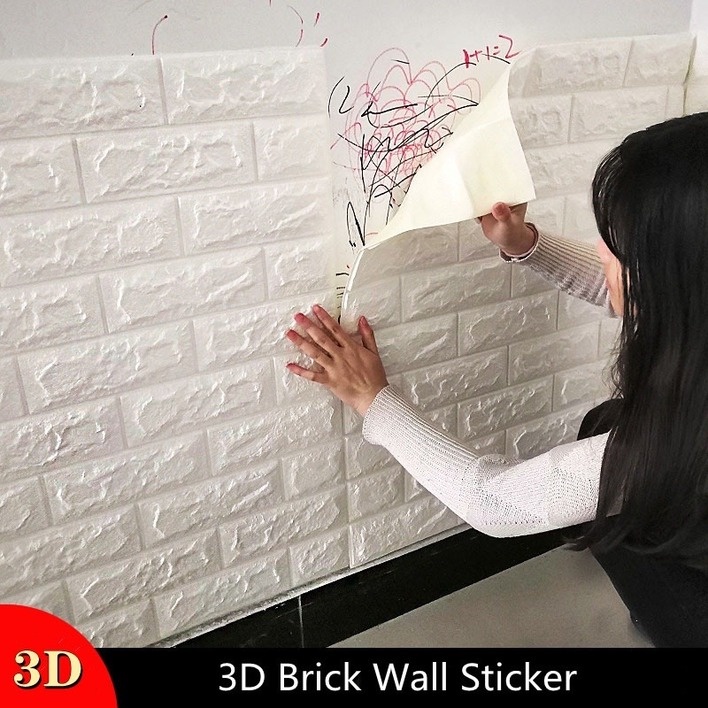 三維壁紙diy磚石圖案自粘防水三維牆貼廚房浴室客廳牆磚貼防撞兒童