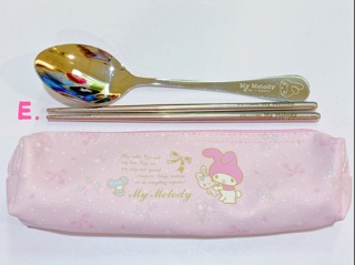 三麗鷗 餐具組 Hello Kitty 凱蒂貓 kikilala melody 筷子 湯匙 餐具袋 美樂蒂 環保筷 餐具