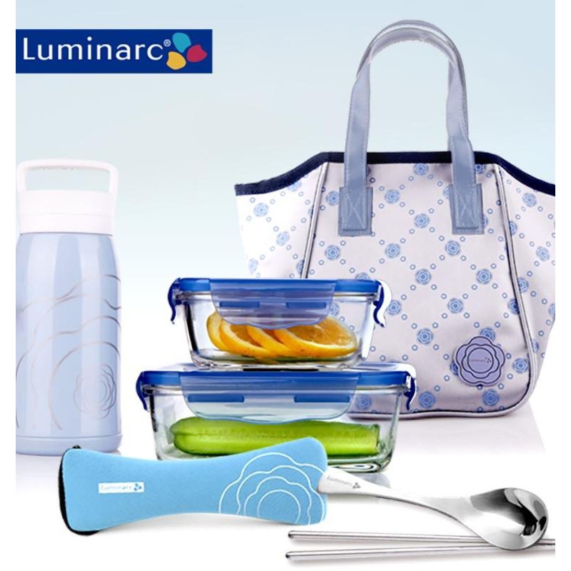 【全新現貨】樂美雅Luminarc 凡爾賽玻璃保鮮盒提袋5件組