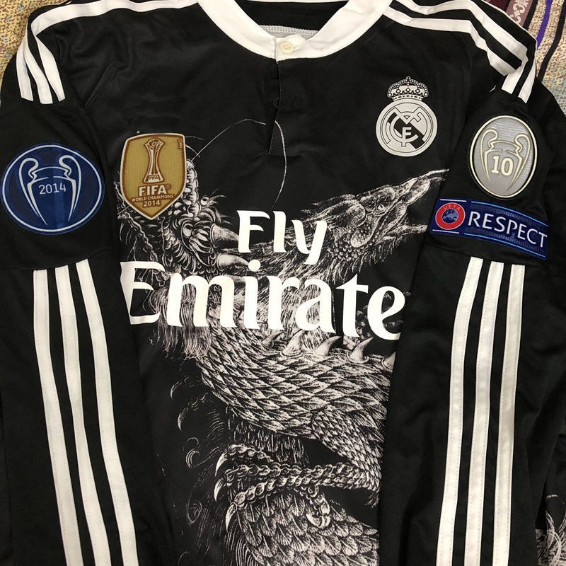 復古球衣1415皇馬歐冠二客黑龍長袖短袖足球服拉莫斯c羅足球隊服 中孚體育用品 蝦皮購物