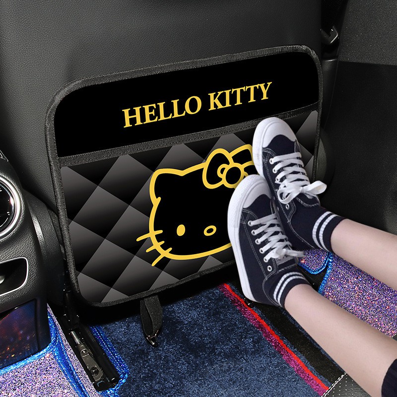【現貨】Hello Kitty凱蒂貓可愛卡通兒童防踢墊汽車座椅后背防臟防磨墊車內椅背收納置物袋汽車內飾裝飾用品包郵