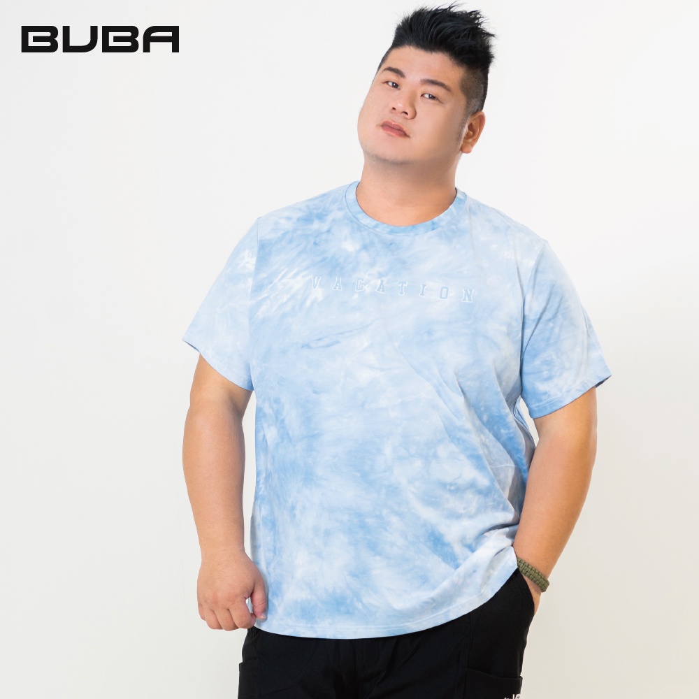 【BUBA大尺碼】藍色涼感紮染電繡棉短袖T恤2L~4L 加大尺碼 免運 11747-53