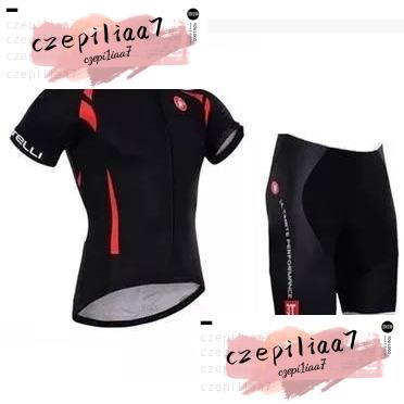 Castelli 黑色蝎子短袖套裝 騎行服 自行車車衣、車褲 套裝 短袖短褲裝 短袖套裝 自行車裝備，男女款【czep