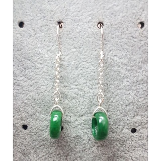 【翡翠綠地】玉 玉石 緬甸玉 a貨 綠 甜甜圈 平安扣 禮品 耳環 耳勾 開運 招財 有種水 非 冰種