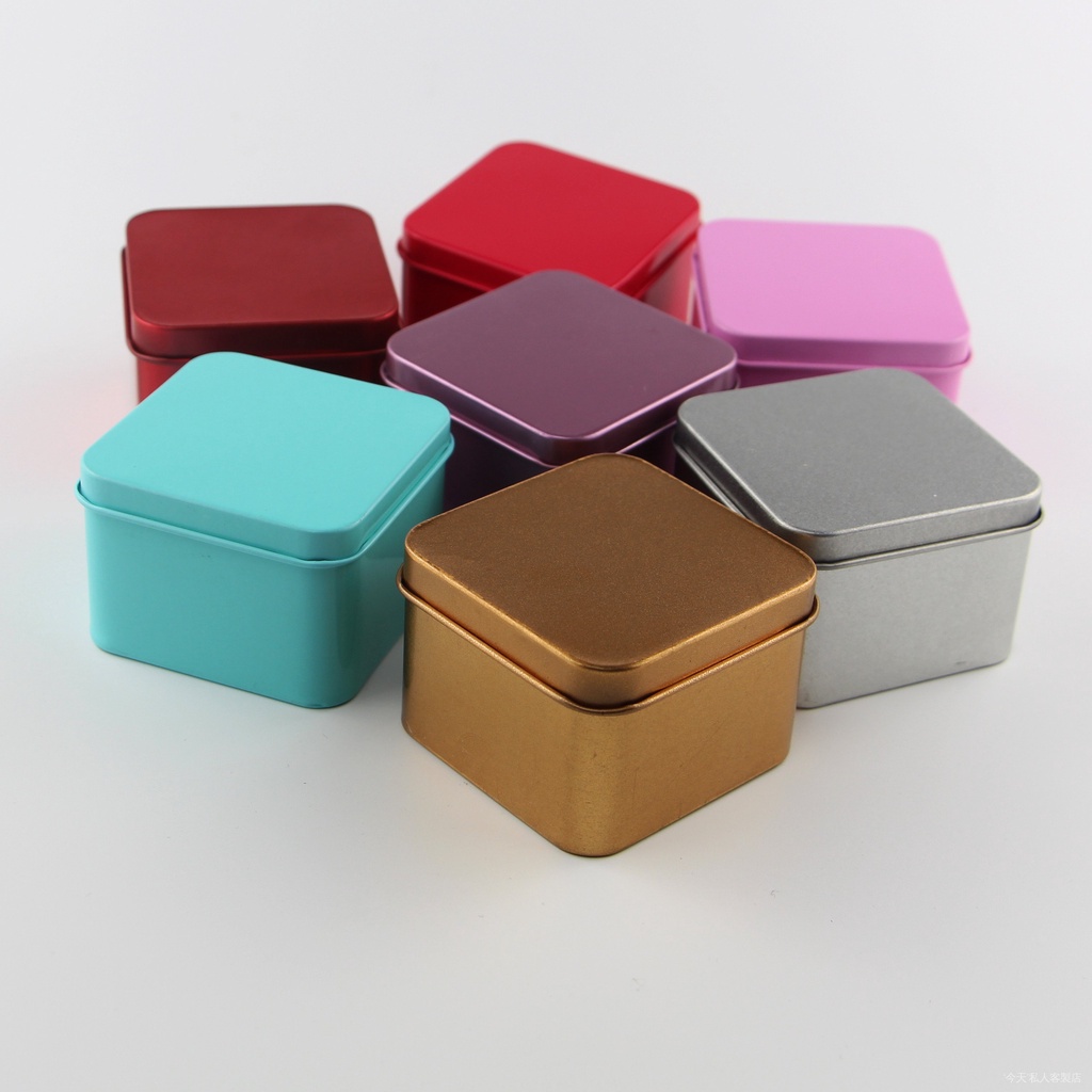 【可客製化】【鐵盒】 正方形長馬口鐵盒子 喜糖禮盒 收納禮品包裝 小糖果定製LOGO 空盒批發