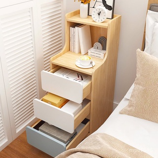 A26床頭櫃超窄小型臥室現代簡約床邊櫃實木色簡易迷你儲物收納小柜子 床頭櫃 床邊櫃 抽屜櫃 小櫃子