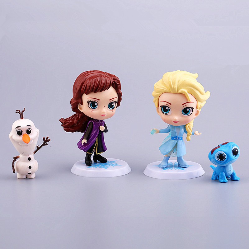 &lt;可用&gt; 4 件/套冷凍可動人偶公主安娜艾爾莎奧拉夫蠑螈娃娃模型玩具女孩禮物
