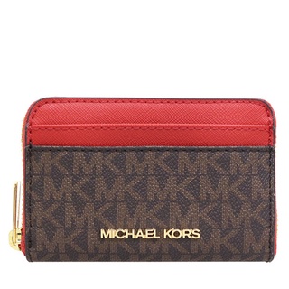 MICHAEL KORS 卡片零錢包 老花防刮PVC皮革 零錢包 信用卡夾 卡片包 M70857 紅色MK(現貨)