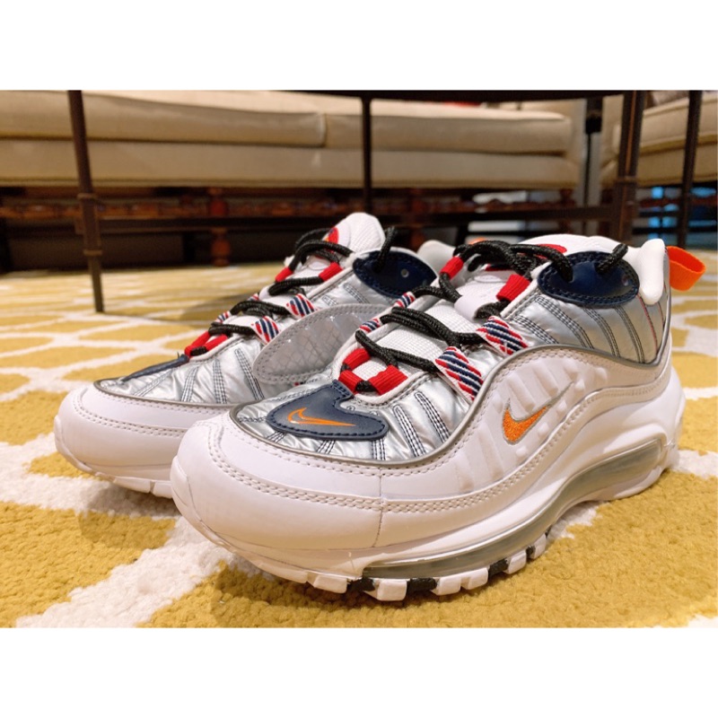 二手現貨 9成新 NIKE Air Max 98 反光 白 銀 氣墊 女鞋 運動鞋 球鞋 增高 CQ3990