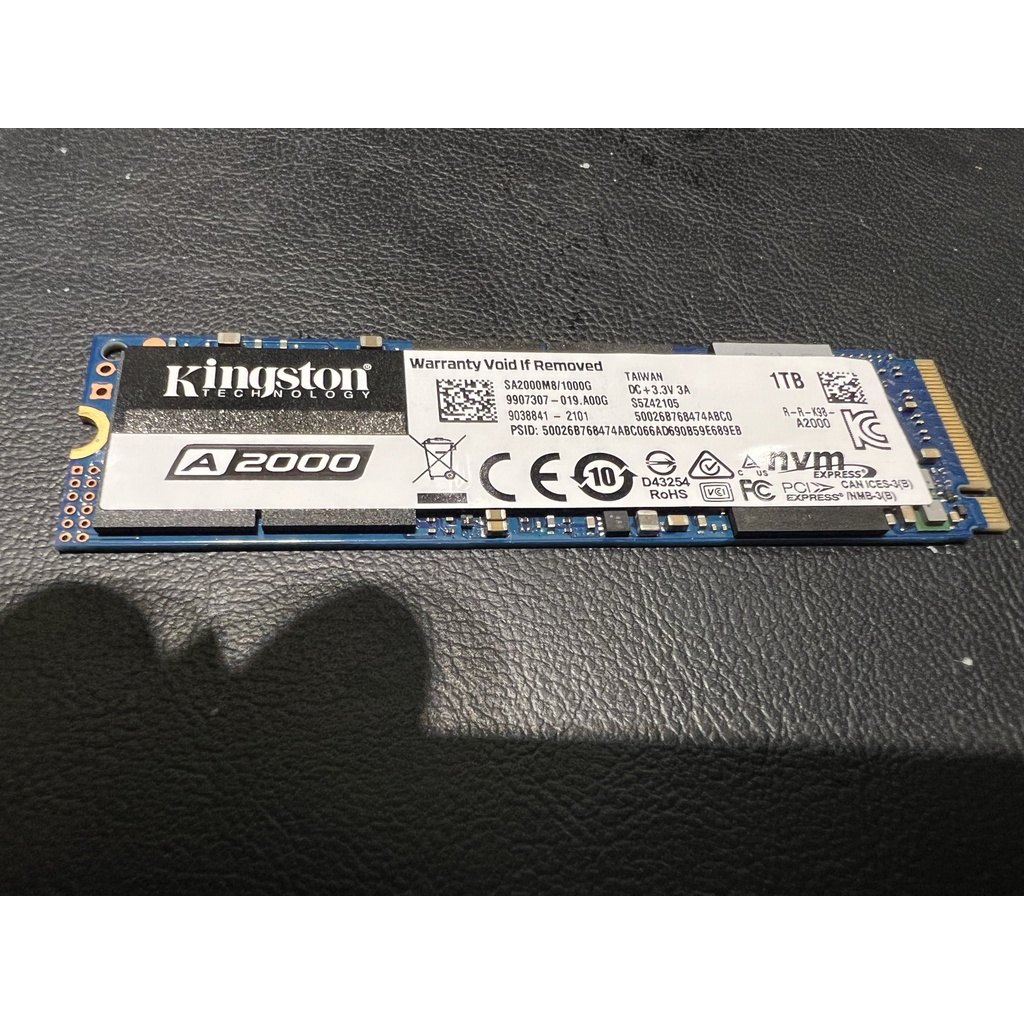 Kingston 金士頓 A2000 1T M.2 PCIe SSD 二手硬碟 5年保 固態硬碟