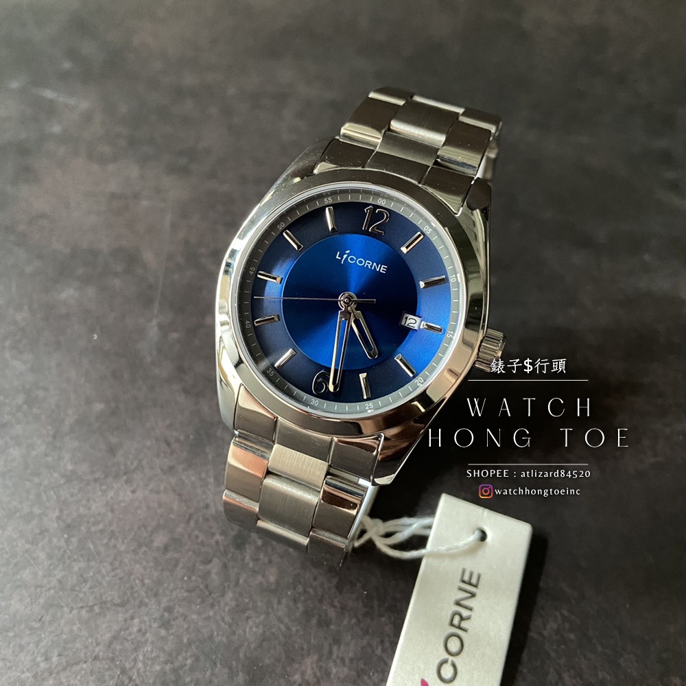 []錶子$行頭[] LICORNE 力抗 商務簡約日期顯示腕錶-藍面銀 ( LT137MWNA )