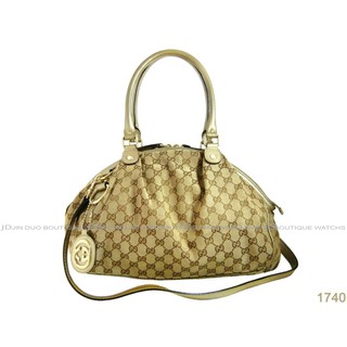 金鐸精品~1740 GUCCI 古馳 223974 SUKEY 雙G-LOGO緹花布皺摺 手提包 側肩背包