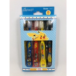 *小波日貨*現貨臺灣出貨 6-12歲 牙刷 日本 skater 8入 寶可夢 皮卡丘 兒童 小學生 牙刷 附收納盒