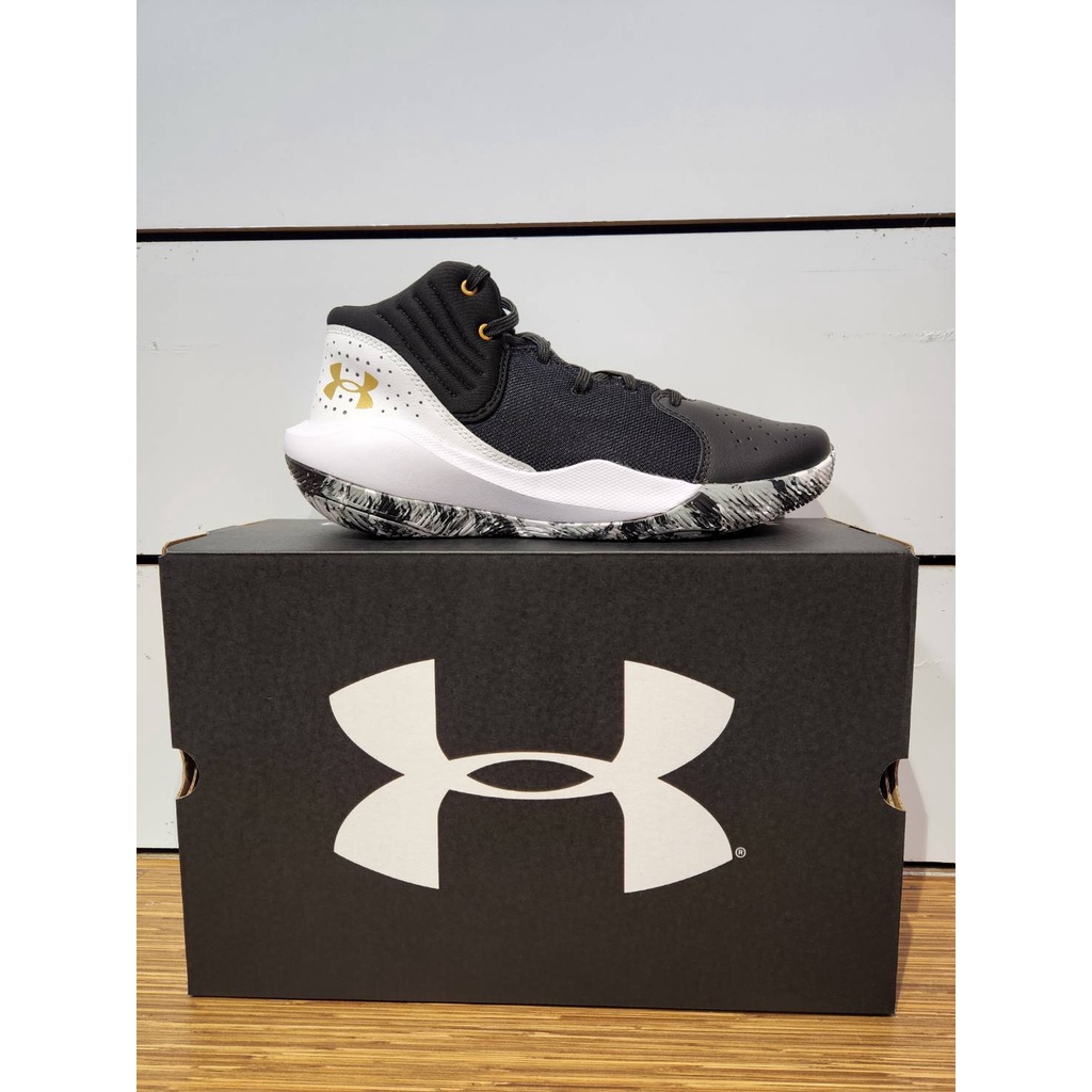 快速出貨【UNDER ARMOUR】UA 男款 Jet '21 厚底籃球鞋 黑白色3024260-006