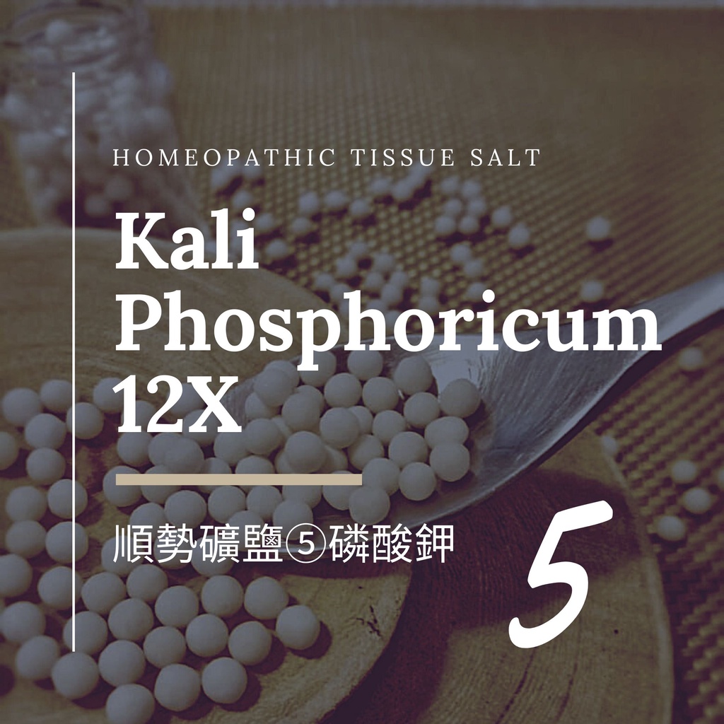 順勢十二組織鹽／礦鹽 Kali Phosphoricum 【⑤磷酸鉀 12X】Tissue Salt 6克 順勢糖球
