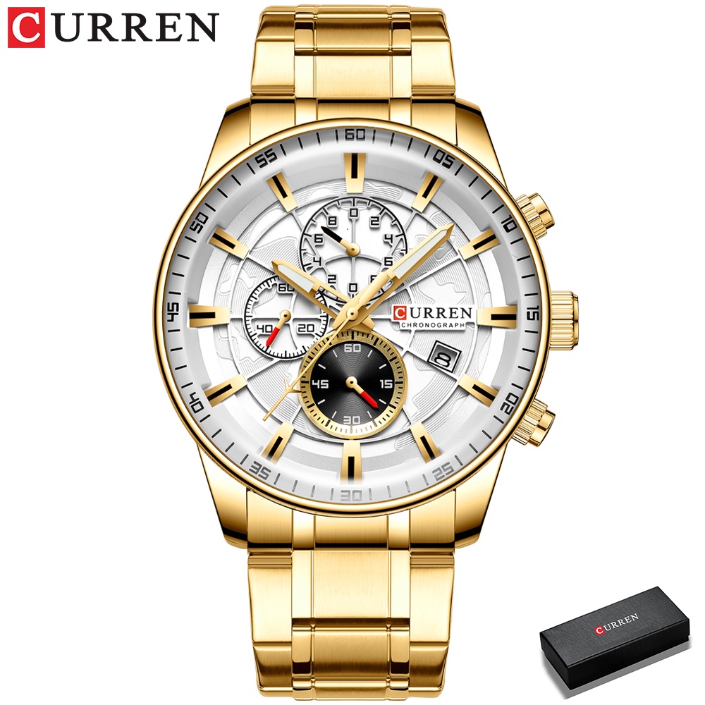 Curren 男士手錶新款時尚不銹鋼頂級品牌豪華休閒計時碼表石英防水 8362