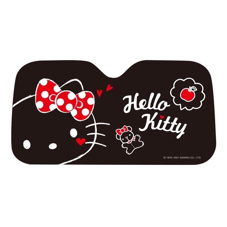 Hello Kitty 炫彩系列 前檔玻璃車用氣泡抗UV 前擋遮陽板 簾 黑色 PKTD012B-13