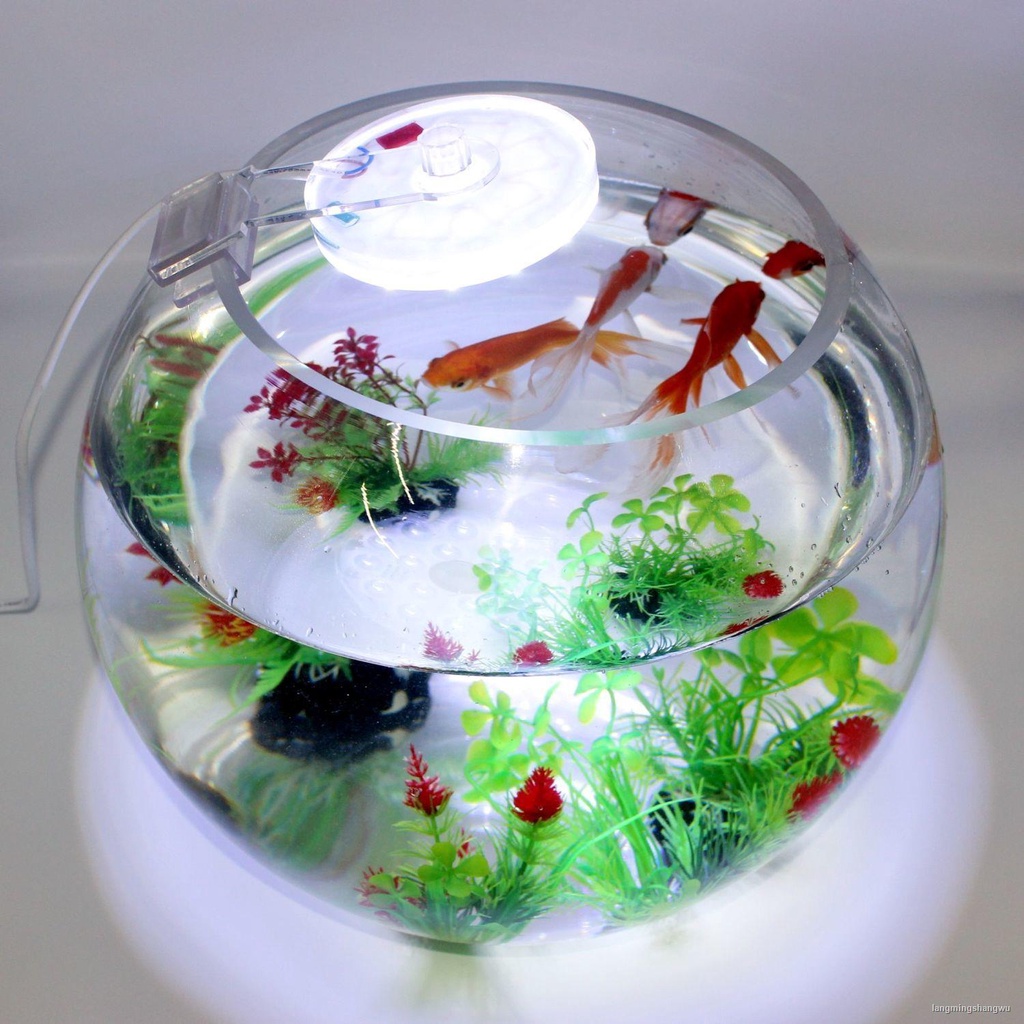特價┋✺♈魚缸水族照明led夾燈圓形缸防水燈光小型節能水草燈圓缸裝飾彩燈