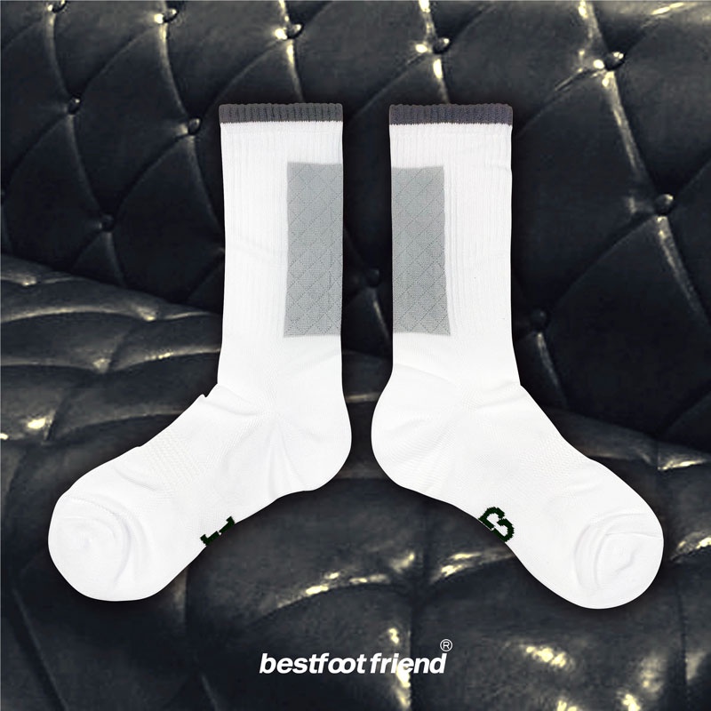 BEST FOOT FRIEND BF22016-WH LOZENGE 菱格紋 BFF 中筒襪 / 小腿襪 (白色)