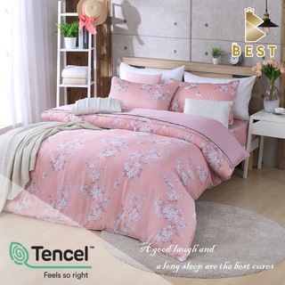 【BEST寢飾】錦簇-粉 100%純天絲床包枕套組 兩用被床包組 雙人 特大 TENCEL 床單 [現貨]