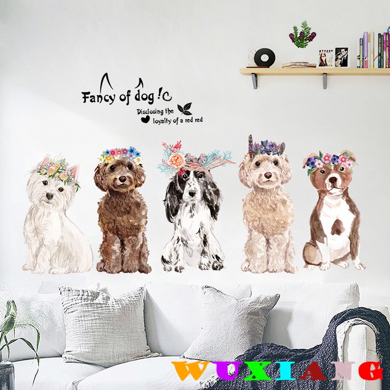 五象設計 動物329 DIY 壁貼 花樣狗狗 臥室客廳裝飾 卡通牆貼 室內設計 房間裝飾 牆壁背景裝飾