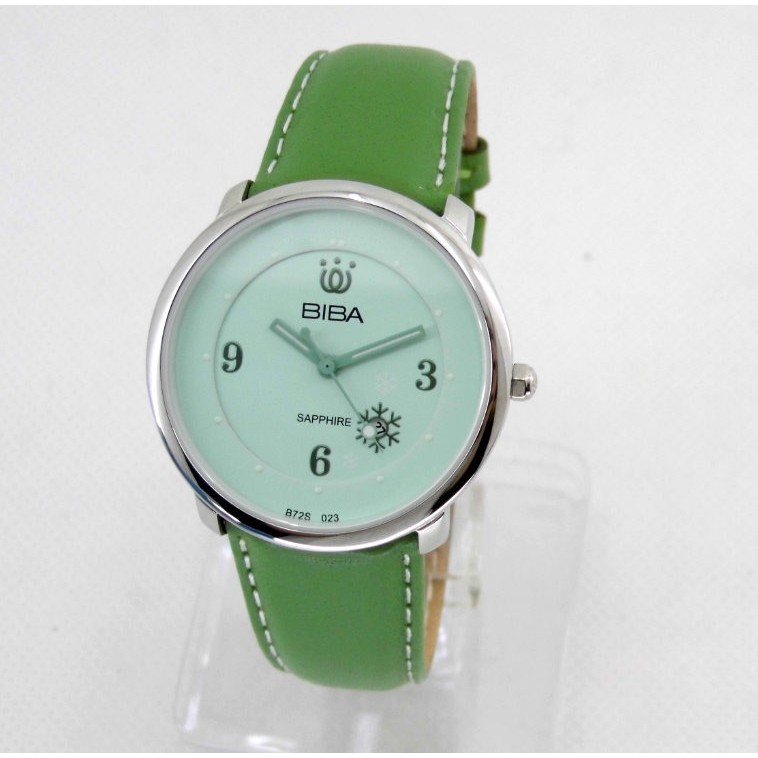 【幸福媽咪】網路購物、門市服務 BIBA 碧寶錶 藍寶石 花樣女孩 石英錶 綠色-36mm 型號:B721S023F