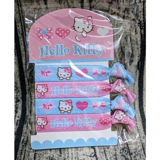 Hello Kitty綁式束髮帶4入-粉藍
