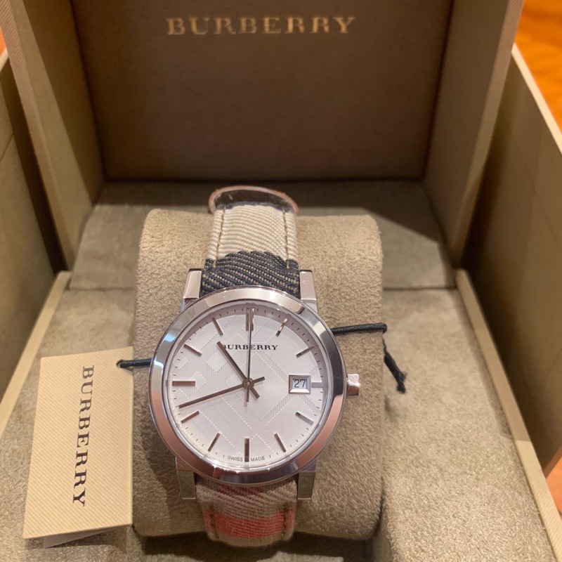 9.9成新 Burberry女錶(BU9151)幾何圖形+彩色格紋錶帶