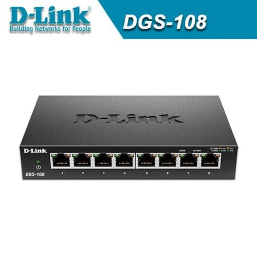 金屬外殼-D-Link 友訊 DGS-108 8埠 Gigabit 超高速乙太網路交換器