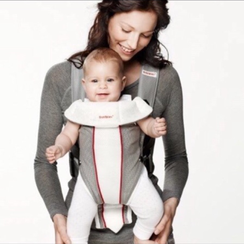 （降價囉！）二手～很新。BABY BJORN 抱嬰袋\揹帶\背巾\背帶 3D網狀超透氣，灰白色。出生即可使用。