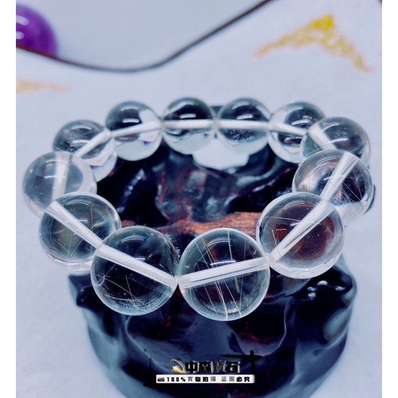 中森寶石🔮獨家 頂級 銀髮晶 手珠 手鍊 白髮水晶 髮晶 手鍊 17mm 超強能量 （全美料通透明亮乾淨）#聚集能量