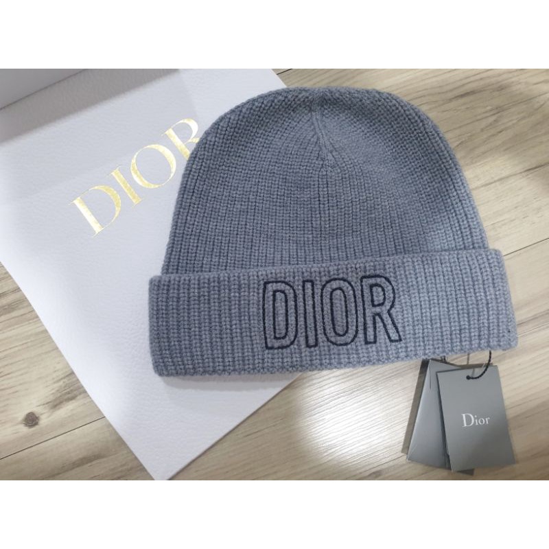 全新 正品 Dior  灰色 字母 羊毛 毛帽