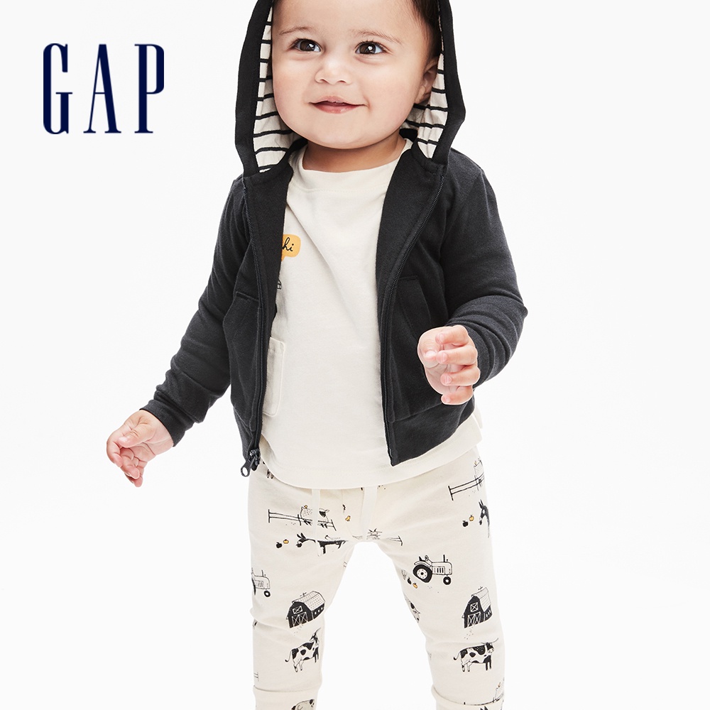Gap 嬰兒裝 鬆緊長褲-象牙白(622857)