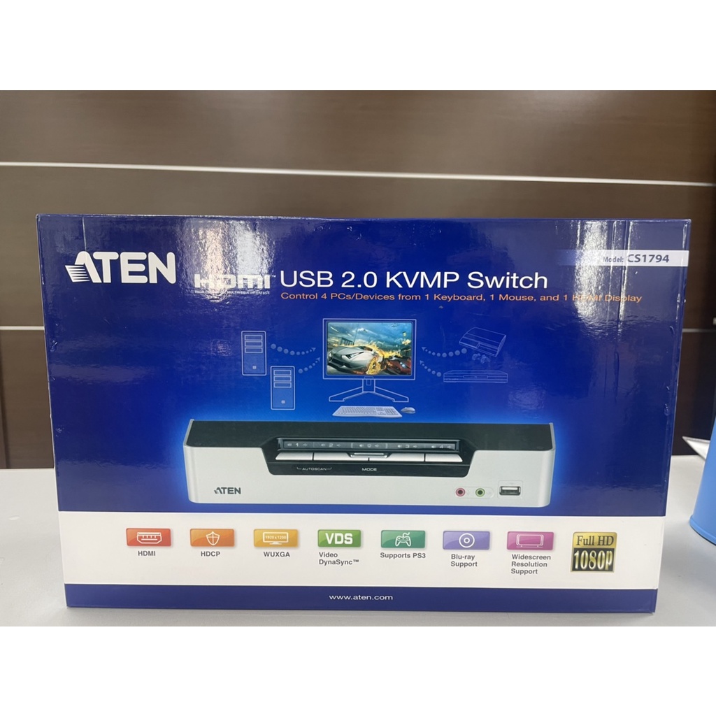 4埠USB HDMI/音訊 KVMP™多電腦切換器ATEN CS1794 台灣製