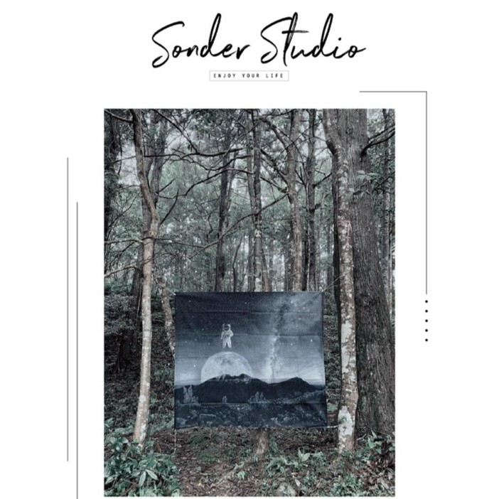 Sonder 獨賣設計款 神秘莫測的月球銀河寧靜ｉ太空人掛布掛毯桌布背景牆ｉ 蝦皮購物
