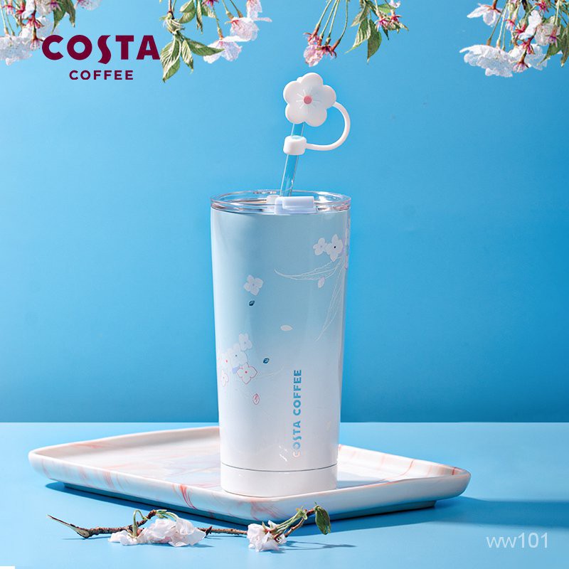 台灣熱銷/爆款  COSTA水杯吸管杯可愛女高顏值隨行杯咖啡杯304不銹鋼保溫杯杯子