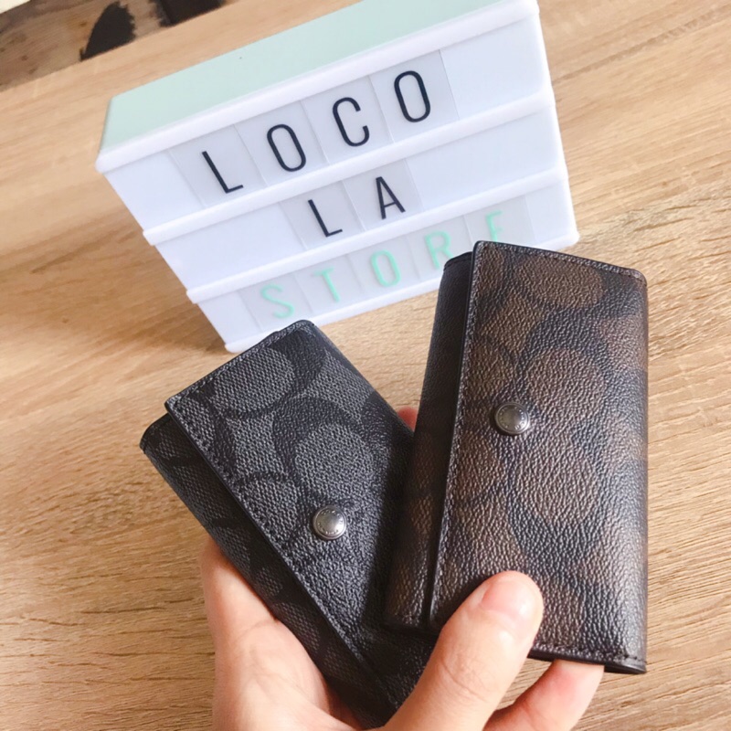 現貨在台 Coach F78675 F73992 男用黑色經典c Logo 真皮牛皮鑰匙圈鑰匙包美國代購 蝦皮購物