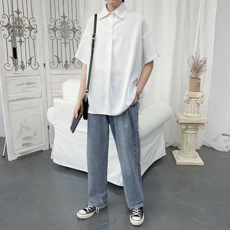 工作襯衫現貨秒發 工裝襯衫純色襯衫透氣舒適學院風襯衫休閒襯衫男情侶襯衫落肩襯衫oversize襯衫 蝦皮購物