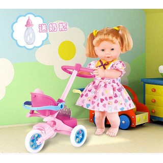 全新省現金~帶娃娃玩具推車女孩洗澡喝水奶撒尿兒童手推車過家家模擬推車