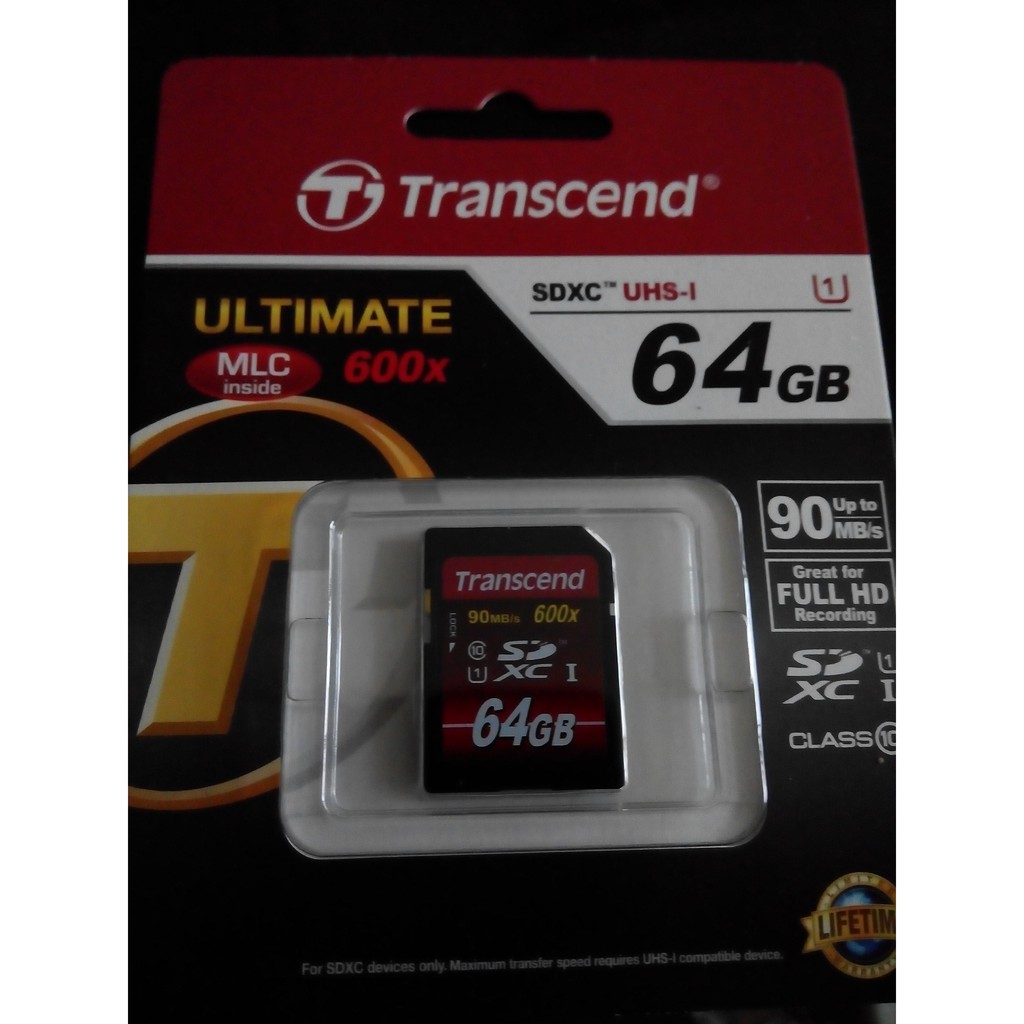 Transcend 創見 SDXC 64G 600X 90M/s 高速記憶卡 Class10