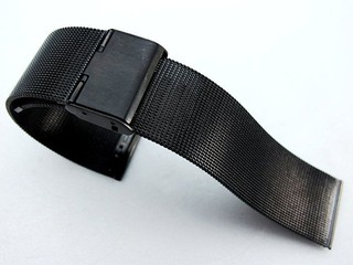 黑色PVD Black,高質感,超值20mm不鏽鋼mesh米蘭不鏽鋼製錶帶,板扣,IWC 漢米頓ham